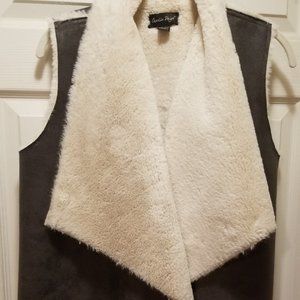 Charlie Paige Faux Suede Vest/Sherpa Lining